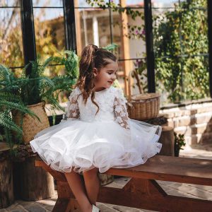 مدل لباس دختر و کودک مجلسی بچه گانه شیک و جدید - لباس پرنسسی جدید 2024 با رنگ سفید