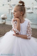 مدل لباس دختر و کودک مجلسی بچه گانه شیک و جدید - لباس پرنسسی جدید 2024 با رنگ سفید