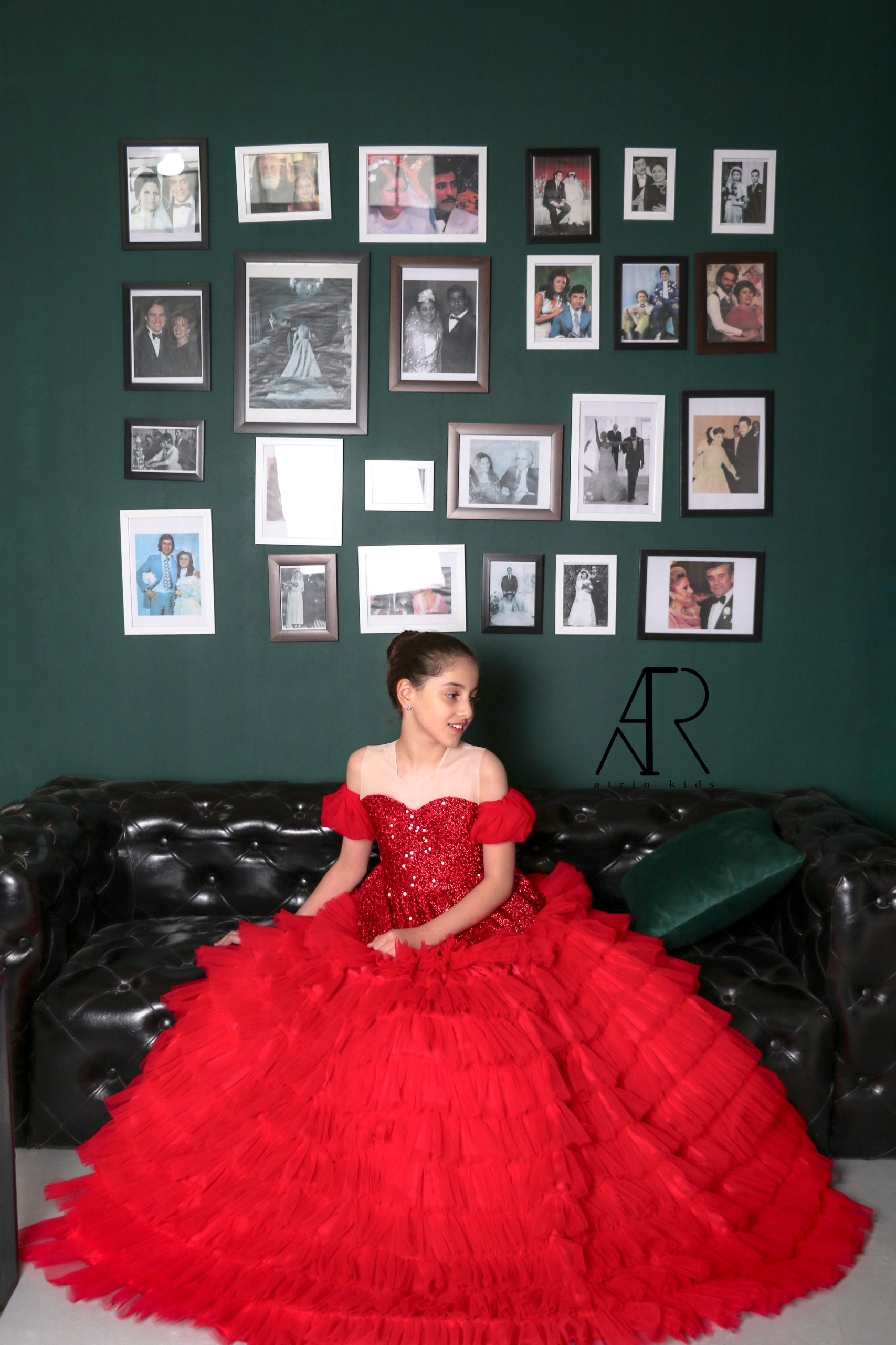 لباس مجلسی دخترانه و بچه گانه پرنسسی بلند و شیک قرمز مدل یلدا - آترین کیدز