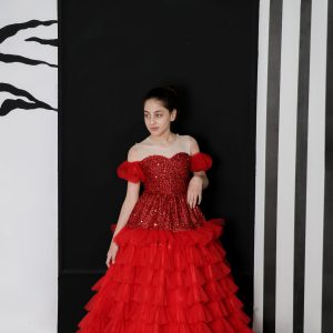 لباس مجلسی دخترانه و کودک مدل جدید پرنسسی 1403 با رنگ قرمز و طراحی خاص - فروشگاه لباس دخترانه مجلسی آترین کیدز