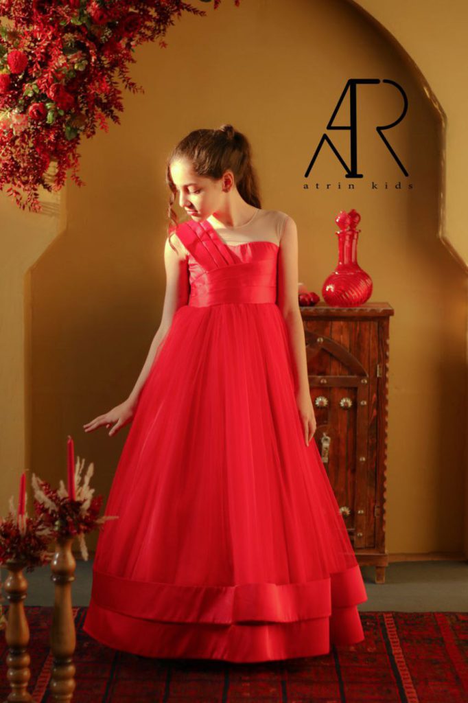 لباس مجلسی بچه گانه و دخترانه مدل یلدا قرمز رنگ - فروشگاه لباس مجلسی آترین کیدز